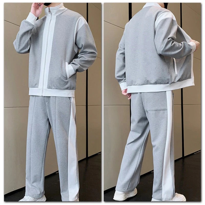 Men's Outfit Casual 2 Piece Contrast Sports Jogging Tracksuits Set TS1-S